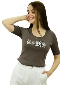 Cat&Dog Baskılı Toprak T-Shirt
