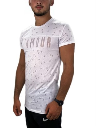 Amour Yazılı T-Shirt Beyaz