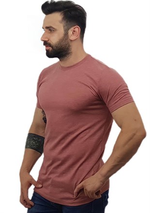 Basic Erkek Tişört-Gül Kurusu