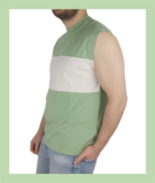 Beyaz Gri Çizgili Sportif T-shirt 10123