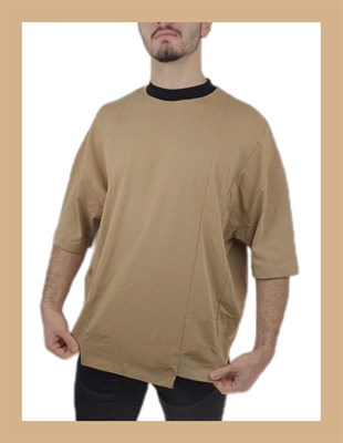 Beyaz Uzun Kollu Gold Nakışlı T-shirt 1085