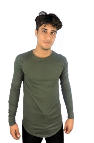 Erkek Uzun Kollu T-shirt Haki
