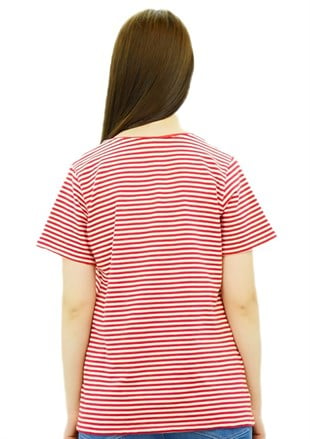 Kırmızı Beyaz Çizgili T-Shirt 2020