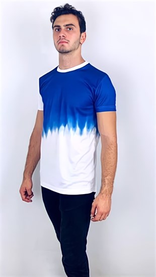 Mavi Beyaz Renkli T-shirt