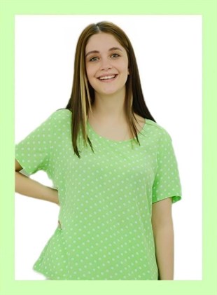 Puantiyeli Fıstık Yeşili Bluz